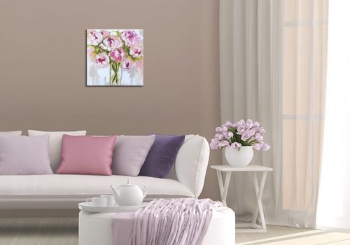 Plush Peony - Obraz na płótnie 40x40 cm na Arena.pl