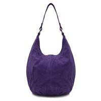 VERA PELLE torebka skórzana zamszowa worek na ramię V058 c.fioletowa