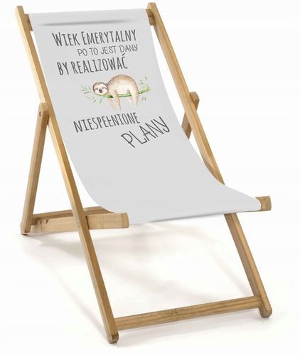 LEŻAK DREWNIANY OGRODOWY Z NADRUKIEM SKŁADANY MATERIAŁ WYTRZYMAŁY na Arena.pl