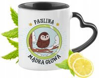 Kubek Czarny Z Uszkiem W Kształcie Serca Dla Pauliny Idealny Na Prezent