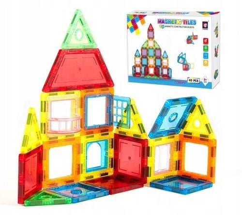 EDUKACYJNE KLOCKI MAGNETYCZNE ZESTAW 45 EL. PANELE KONSTRUKCYJNE DLA DZIECI na Arena.pl
