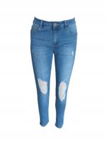 Jeansy Damskie Push Up Z Przetarciami Dziurami Niebieskie 35