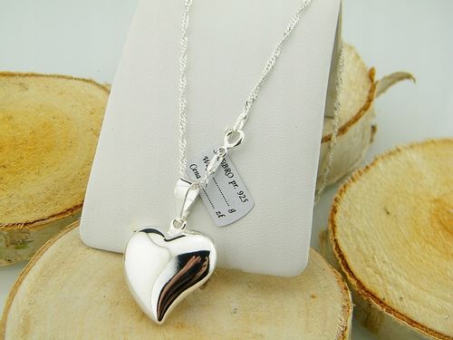 WYJĄTKOWE SERDUSZKO Z ŁAŃCUSZKIEM SINGAPUR DŁUGOŚĆ 45 CM SREBRO PRÓBY 925 na Arena.pl