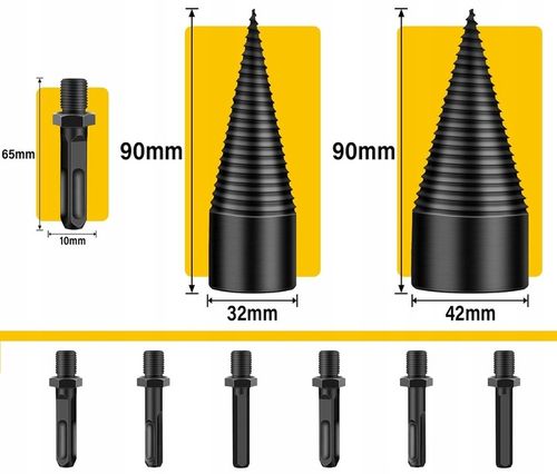 Świder do Drewna Opałowego Wiertło Stożek Łuparka 32 mm 42 mm + Rękawiczki na Arena.pl