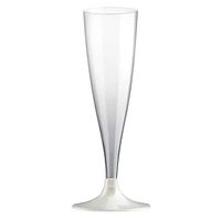 Kieliszki plastikowe do szampana białe perłowe 140ml 10szt