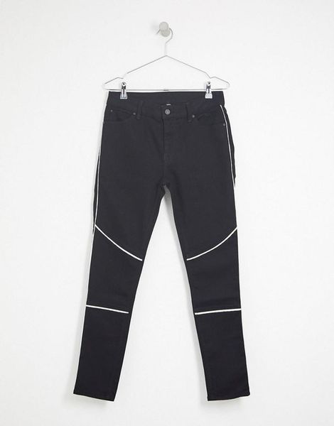 JEANSY DOPASOWANE CZARNE LAMPASY W26 L30 A05 zdjęcie 5