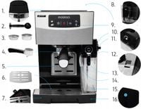 Ekspres do kawy Ciśnieniowy Automatyczny Yoer INOX 20bar + Spieniacz Mleka