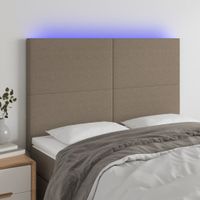 Zagłówek do łóżka z LED, taupe, 144x5x118/128 cm, tkanina