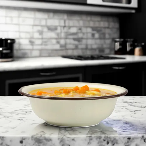 MISKA EMALIOWANA 18 CM NA ZUPĘ OWOCE WARZYWA EMALIA WZÓR KWIATY RETRO na Arena.pl