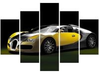105CM 150CM OBRAZ 5 ELEM ŻÓŁTE BUGATTI VEYRON DRUK