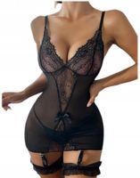 SEXY PRZEŚWITUJĄCY KOMPLET BIELIZNA EROTYCZNA XL XXL