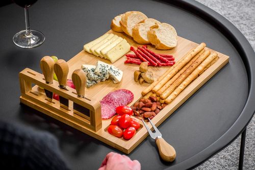 Deska bambusowa do serów, wędlin, przekąsek + noże na Arena.pl