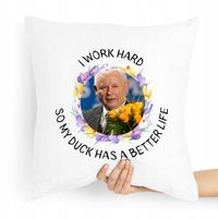 Poduszka Prezesa Pis Jarosław Kaczyński Work Hard Z Nadrukiem Ze Zdjęciem