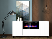 PAFOS Komoda 180 cm biała z kominkiem