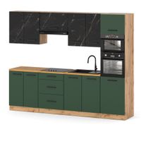 Kuchnia Z Blatem Modułowa Słupek 2.6m Wotan San Sebastian Butelkowa Zieleń