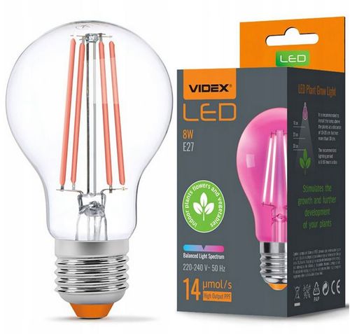 Żarówka do uprawy wzorstu roślin FILA LED 8W E27 VIDEX na Arena.pl
