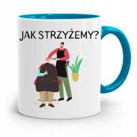 Kubek Błękitny Dla Fryzjera Jak Strzyżemy? Z Nadrukiem Ze Zdjęciem