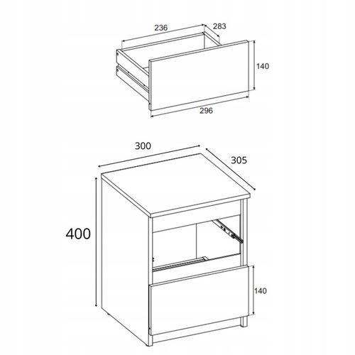 SZAFKA NOCNA Stolik 2 szuflady komoda Dąb Wenge nakastlik 30 CM do na Arena.pl
