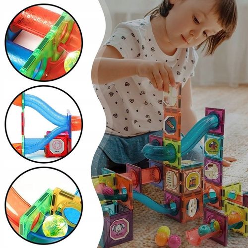 Klocki magnetyczne konstrukcyjne 49el 3D edukacyjne duży zestaw dla dzieci na Arena.pl