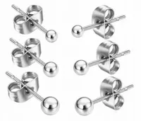 KOLCZYKI SREBRNE KULKI 3,4,5 mm STAL NIERDZEWNA