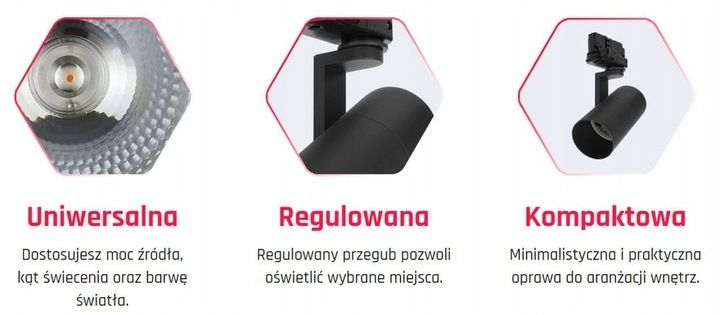 REFLEKTOR GU10 NA SZYNĘ 3FAZY BLACK-2 KĄTY ŚWIATŁA zdjęcie 4