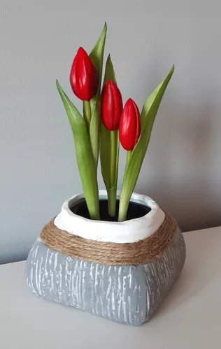 TULIPANY GUMOWE jak ŻYWE w doniczce TULIPAN CZERWONY na Arena.pl