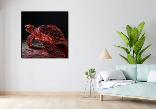 Plakat 100x100cm Neonowy Żółw na Arena.pl