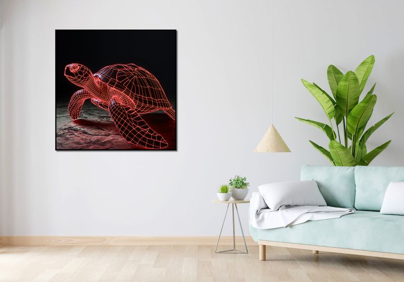 Plakat 100x100cm Neonowy Żółw zdjęcie 4