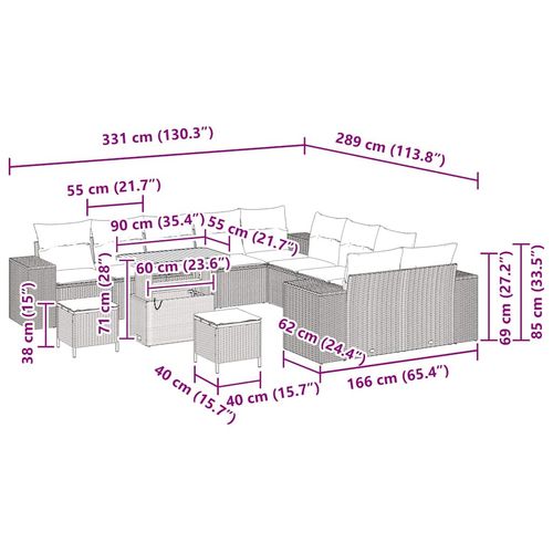 Zestaw Sof na Ogród 13 pcs Szary polirattan na Arena.pl