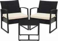 Meble ogrodowe technorattan czarne zestaw komplet ze stolikiem