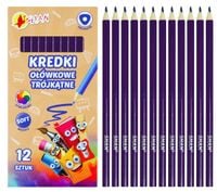 kredki ołówkowe trójkątne shan fioletowe 12 sztuk