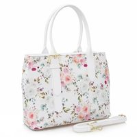 VERA PELLE torebka skórzana klasyczna z paskiem V474 z kwiatami