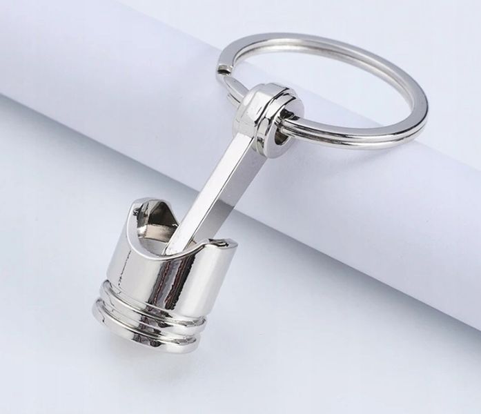 Breloczek Srebrny Tłok Silnikowy Piston Amulet Engine Piston Pipe do Auta zdjęcie 11