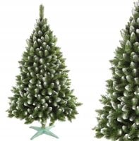 CHOINKA SZTUCZNA ZIELONA JODŁA Z BIAŁYMI KOŃCAMI 180 cm GĘSTA + STOJAK