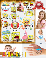 Duży Zestaw Mega Tatuaży zmywalnych - SpongeBob Kanciastoporty
