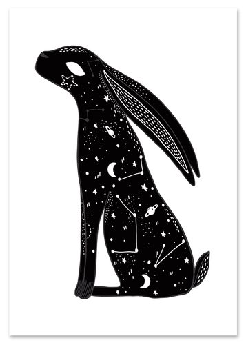 Plakat galaktyka kosmos gwiazdy zając 21x29,7 cm A4 na Arena.pl