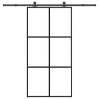 Drzwi przesuwne z osprzętem, 102x205 cm, szkło ESG i aluminium