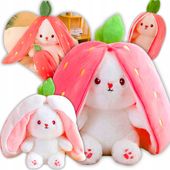 Maskotka Uroczy Królik Truskawka 2w1 Duży 35cm Pluszak Milutka Przytulanka