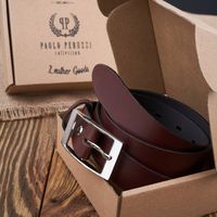 pasek damski skórzany brązowy 100 cm ze srebrną klamrą