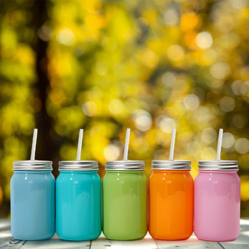 Szklanka Mason Jar z Twoim nadrukiem - niebieska na Arena.pl