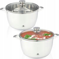 GARNEK Z SZKLANĄ POKRYWKĄ LEON 7,6L 28 CM STAL NIERDZEWNA INDUKCJA GAZ