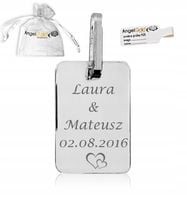 WISIOREK BLASZKA PROSTOKĄTNA SREBRO 925 + GRAWER