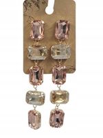 Duże wiszące kolczyki kryształki pięć prostokątów kremowo-pomarańczowe 10cm