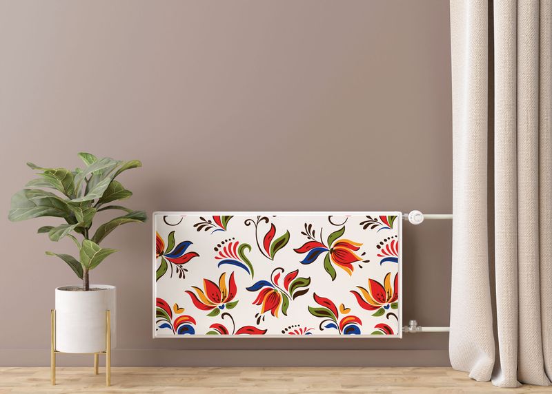 Osłona MAGNETYCZNA Grzejnika KWIATY Barwny Ludowy Wzór 80cm x 60cm zdjęcie 7