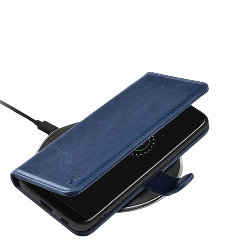 Etui Skórzane z Klapką Portfel do Samsung Galaxy S21 Granatowe Magnetyczne na Arena.pl