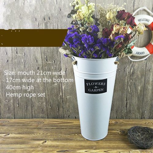 Vintage Doniczka doniczka -  Wiadro - METALOWA - Idealna Do Domu I Ogrodu 42 Zielony na Arena.pl