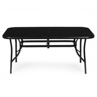 STÓŁ OGRODOWY 160x90CM CZARNY SZKŁO HARTOWANE MULTIGARDEN