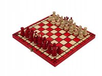 CZERWONE Szachy drewniane Królewskie 31x31 we wkładce PRODUCENT