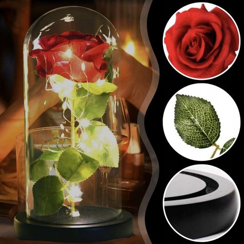 WIECZNA RÓŻA W SZKLE LED PREZENT NA DZIEŃ BABCI KOBIET WALENTYNKI GRAWER na Arena.pl