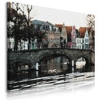 Obraz Ścienny Do Salonu Brugia Belgia Most Abstrakcja Miasto 120cm x 80cm